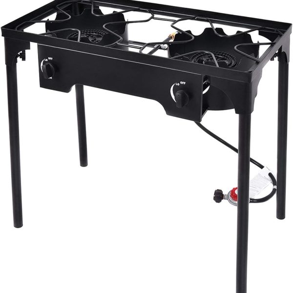 Camping Stove, 2 Burner Propane Camp Stove w/Detachable Legs, 150,000-BTU Output, 20 PSI Regulator & CSA Certification, 30’’ Outdoor Stove, High Pressure Propane Burner for BBQ (2 Burner)
