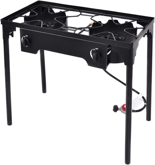 Camping Stove, 2 Burner Propane Camp Stove w/Detachable Legs, 150,000-BTU Output, 20 PSI Regulator & CSA Certification, 30’’ Outdoor Stove, High Pressure Propane Burner for BBQ (2 Burner)
