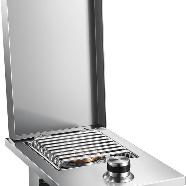 Outdoor Grill Drop-in Gas Single Side Grill Burner, 304 Stainless Steel, Built-in Side Burner for Natural Gas